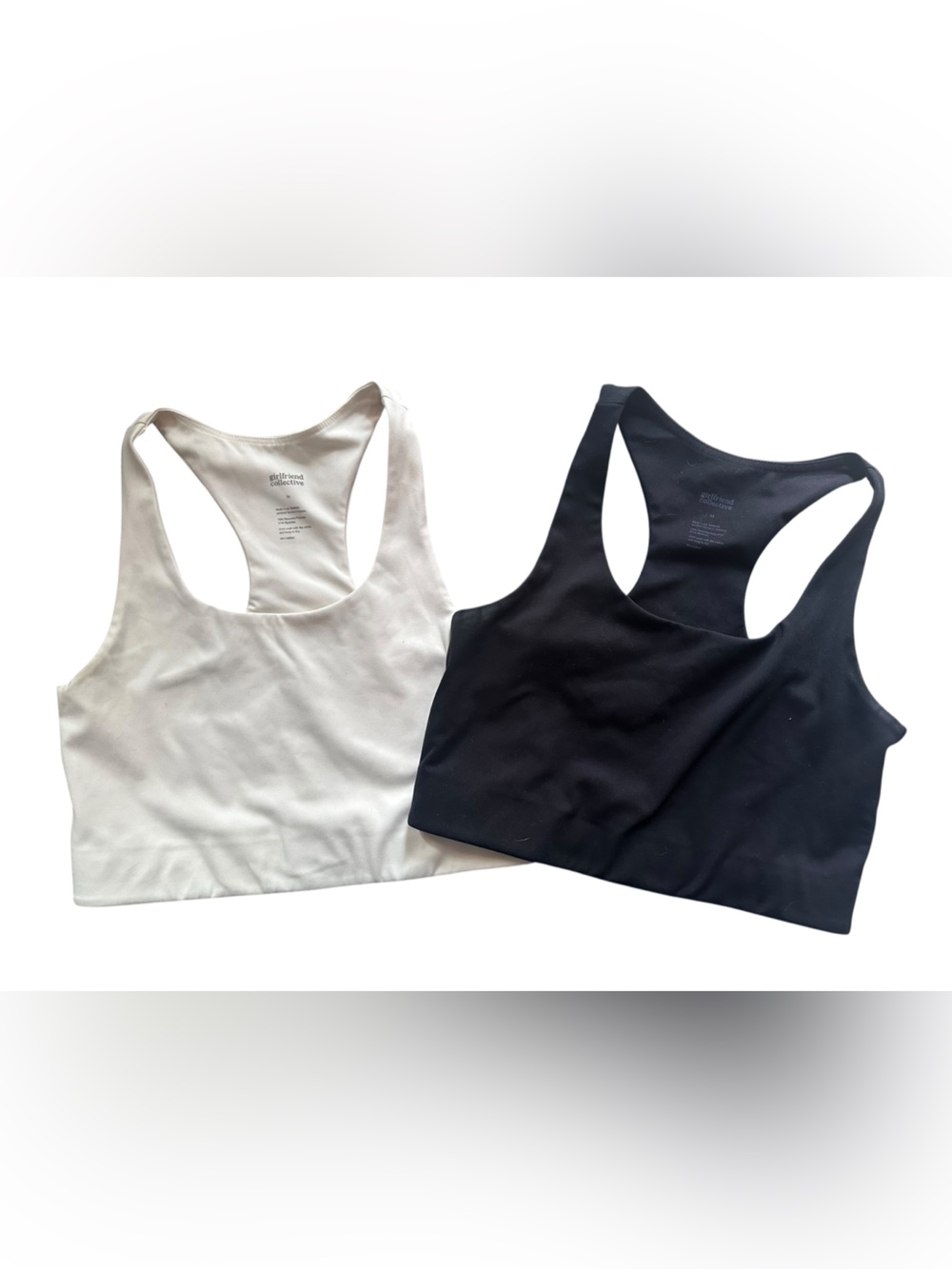 Girlfriend Collective Paloma Racerback Bras Black Ivory Size Medium